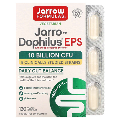 Jarrow Formulas, Jarro-Dophilus EPS, травний пробіотик, 5 мільярдів, 120 рослинних капсул Enteroguard (JRW-03024), фото