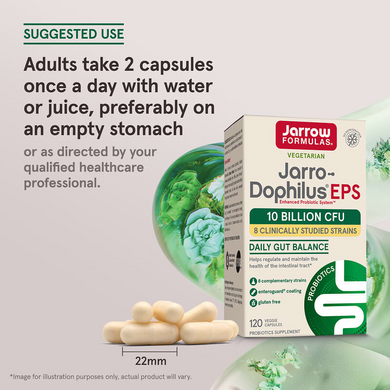 Jarrow Formulas, Jarro-Dophilus EPS, пищеварительный пробиотик, 5 миллиардов, 120 растительных капсул Enteroguard (JRW-03024), фото