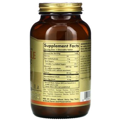 Solgar, Жувальний вітамін C, апельсиновий смак, 500 мг, 90 жувальних пігулок (SOL-00407), фото