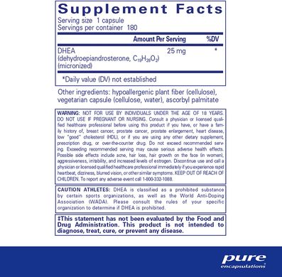 Pure Encapsulations, DHEA, 25 мг, 180 капсул (PE-00100), фото
