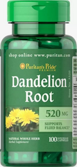 Одуванчик, корень, Dandelion Root, Puritan's Pride, 520 мг, 100 капсул (PTP-13320), фото