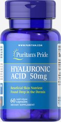 Гиалуроновая кислота, Hyaluronic Acid, Puritan's Pride, 50 мг, 60 капсул (PTP-14860), фото