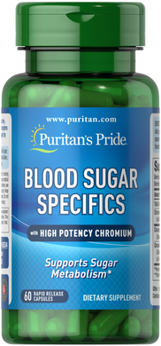 Puritan's Pride, Поддержка сахара в крови с корицей и хромом, 60 капсул (PTP-55534), фото