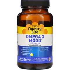 Country Life, Omega 3 Mood, натуральный ароматизатор со вкусом лимона, 90 мягких желатиновых капсул (CLF-04120), фото
