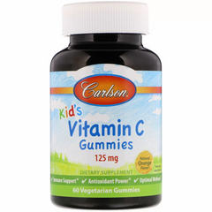 Carlson Labs, Вітамін С для дітей, зі смаком апельсина, 125 мг, 60 жувальних цукерок (CAR-04903), фото