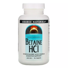 Source Naturals, Бетаина гидрохлорид, 650 мг, 90 таблеток (SNS-01361), фото