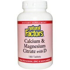 Цитрат кальцію і магнію (Calcium Citrate Magnesium), Natural Factors, 180 таблеток (NFS-01608), фото