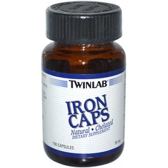Залізо, Twinlab, 18 мг, 100 капсул, (TWL-01018), фото
