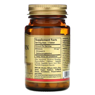 Solgar, Мелатонін, 10 мг, 60 таблеток (SOL-01956), фото