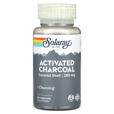 Solaray, Активированный уголь, 280 мг, 90 вегетарианских капсул (SOR-00860), фото