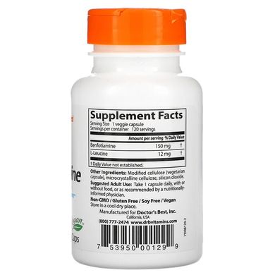 Doctor's Best, бенфотіамін 150, з BenfoPure, 150 мг, 120 вегетаріанських капсул (DRB-00129), фото