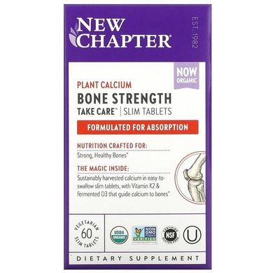 New Chapter, Bone Strength Take Care, добавка для укрепления костей, 60 маленьких растительных таблеток (NCR-00407), фото