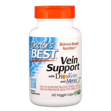 Doctor's Best, Vein Support, підтримка для вен з DiosVein та MenaQ7, 60 вегетаріанських капсул (DRB-00185), фото