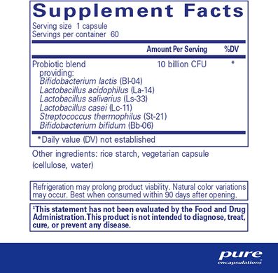 Pure Encapsulations, Пробиотик ШКТ, Probiotic G.I., 60 капсул (PE-01266), фото
