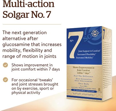 Solgar, No. 7, поддержка и комфортная работа суставов, 30 растительных капсул (SOL-50497), фото