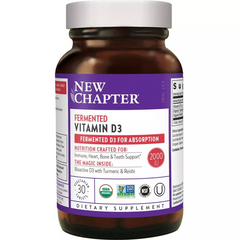 New Chapter, Ферментированный витамин D3, 2000 МЕ, 30 веганских таблеток (NCR-90262), фото