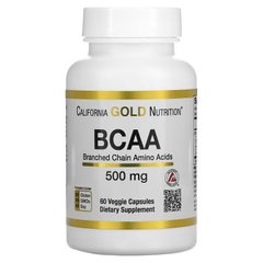 California Gold Nutrition, BCAA, амінокислоти з розгалуженими ланцюгами AjiPure®, 500 мг, 60 рослинних капсул (CGN-01127), фото