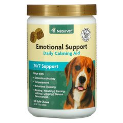NaturVet, Emotional Support, ежедневное успокаивающее средство, 120 жевательных таблеток, 360 г (VET-60239), фото