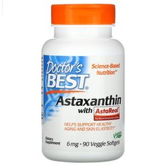 Doctor's Best, астаксантин с AstaReal, 6 мг, 30 растительных капсул (DRB-00366), фото