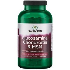 Глюкозамин, хондроитин и МСМ, Glucosamine, Chondroitin and MSM, Swanson, 500/400/200 мг, высокая сила, 240 таблеток (SWV-11081), фото