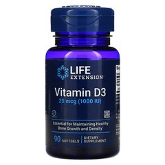 Life Extension, витамин D3, 25 мкг (1000 МЕ), 90 капсул (LEX-17539), фото