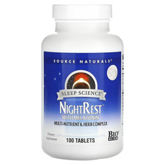 Source Naturals, Sleep Science, NightRest з мелатоніном та травами, 100 таблеток (SNS-00358), фото
