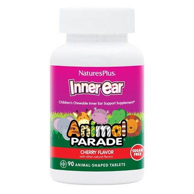 Nature's Plus, Source of Life, Animal Parade, детские жевательные таблетки для поддержания здоровья внутреннего уха, со вкусом натуральной вишни, 90 таблеток в форме животных (NAP-29949), фото