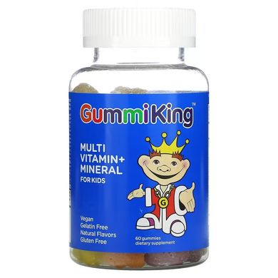 GummiKing, мультивитамины и микроэлементы для детей, со вкусом клубники, апельсина, лимона, винограда, вишни и грейпфрута, 60 жевательных таблеток (GUM-00068), фото