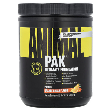 Animal, Pak, Ultimate Foundation, добавка з мультивітамінами, зі смаком подрібненого апельсина, 411 г (ANM-03352), фото