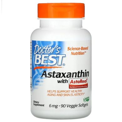 Doctor's Best, астаксантин с AstaReal, 6 мг, 90 растительных капсул (DRB-00367), фото