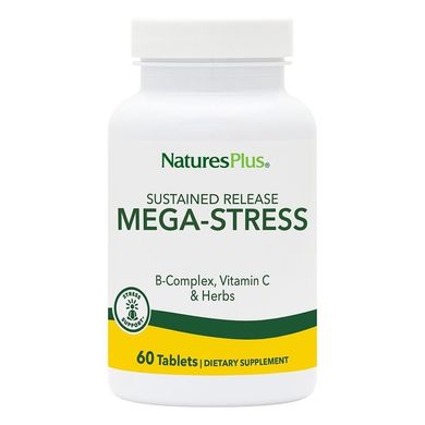 Natures Plus, Mega-Stress, тривале вивільнення, 60 таблеток (NAP-01260), фото