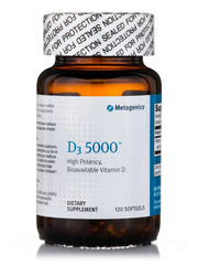 Вітамін Д-3, D3 5000, Metagenics, 5000 МО, 120 гелевих капсул (MET-92000), фото