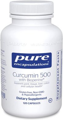 Куркумин с биоперином, Curcumin with Bioperine®, Pure Encapsulations, 500 мг, 60 капсул, (PE-01073), фото