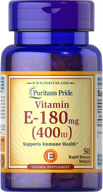 Витамин Е, Vitamin E, Puritan's Pride, 400 МЕ, 50 гелевых капсул (PTP-50858), фото