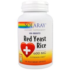 Червоний дріжджовий рис, Red Yeast Rice, Solaray, 600 мг, 120 капсул (SOR-00448), фото
