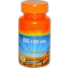 Витамин В6, Vitamin B-6, Thompson, 100 мг, 60 таблеток (THO-19970), фото