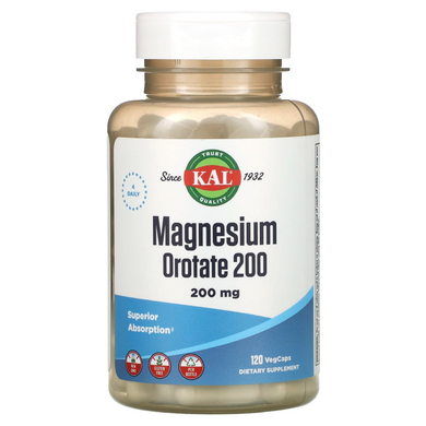 KAL, оротат магния 200, 200 мг, 120 вегетарианских капсул (CAL-71060), фото
