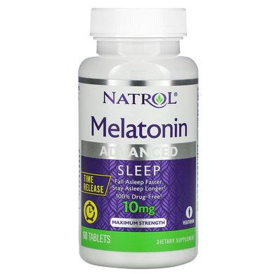 Natrol, Мелатонин, улучшенный сон, медленное высвобождение, 10 мг, 60 таблеток (NTL-05964), фото