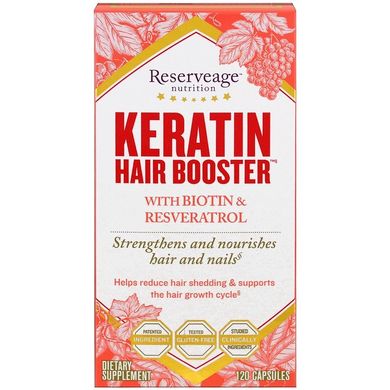 ReserveAge Nutrition, Keratin Hair Booster з біотином та ресвератролом, 120 капсул (REA-00615), фото