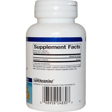 Сантеанин, L-Теанин, Suntheanine L-Theanine, Natural Factors, 125 мг, 60 капсул (NFS-04830), фото