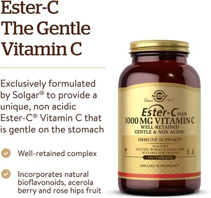 Solgar, Ester-C Plus, витамин C, 1000 мг, 180 таблеток (SOL-59197), фото