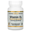 California Gold Nutrition, Витамин D3, 125 мкг (5000 МЕ), 90 капсул из рыбьего желатина (CGN-01065)