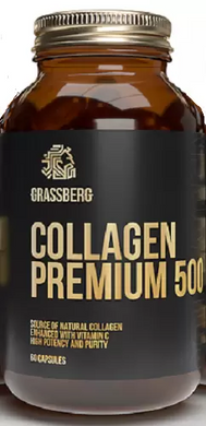 Коллаген премиум + витамин С, Collagen Premium, Grassberg, 500 мг/40 мг, 60 капсул (GSB-091979), фото