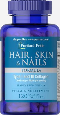 Формула для волосся, шкіри, нігтів, Hair Skin Nails Formula, Puritan's Pride, 120 капсул (PTP-07582), фото