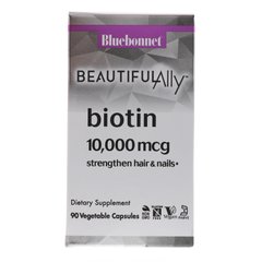 Биотин, 10 000 мкг, Beautiful Ally, Bluebonnet Nutrition, 90 вегетарианских капсул (BLB-01504), фото
