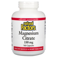 Natural Factors, цитрат магнію, 150 мг, 180 капсул (NFS-01653), фото