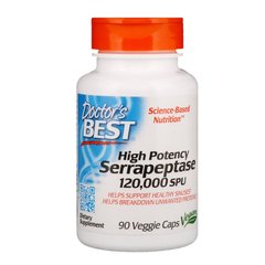 Серрапептаза, Doctor's Best, 90 капсул, (DRB-00231), фото