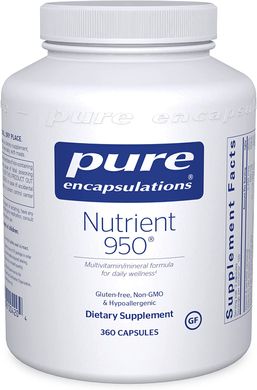 Мультивитамины / минералы, Nutrient 950, Pure Encapsulations, формула, 360 капсул (PE-00420), фото