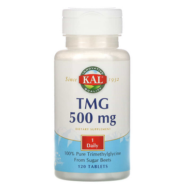 Триметилгліцин, TMG (ТМГ), KAL, 500 мг, 120 таблеток (CAL-70981), фото