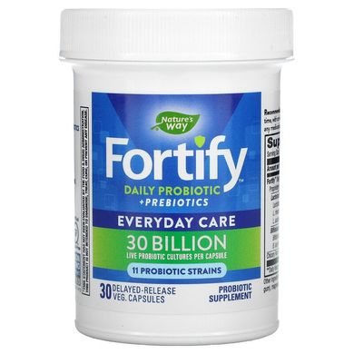 Nature's Way, Fortify, Daily Probiotic + Prebiotics, Everyday Care, 30 Billion CFU, 30 капсул з відстроченим вивільненням (NWY-10294), фото